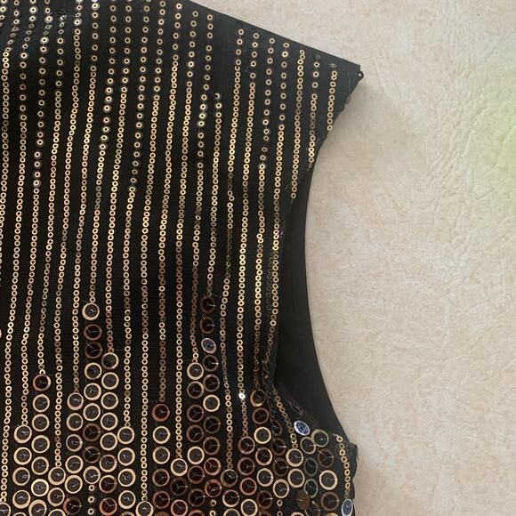 Eloquii size 16 black and gold sequin sheer shirt womans plus size cute era tour - Picture 7 of 9